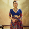 Blue Multicolor Pashmina Weaving Saree