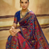 Blue Multicolor Pashmina Weaving Saree