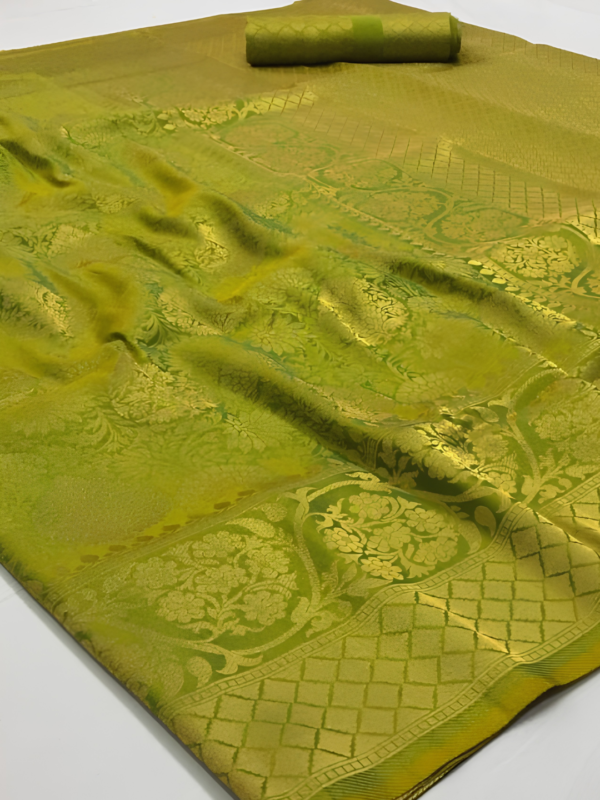 Parrot Green Zari Handwoven Saree
