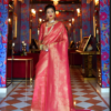 Rani Pink Zari Handwoven Silk Saree Rani Pink Zari Handwoven Silk Saree