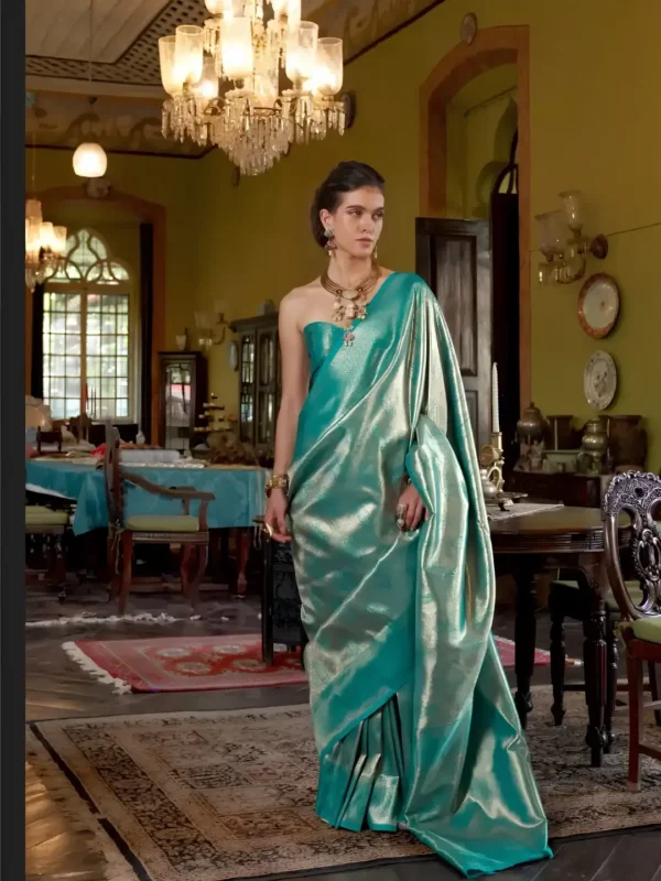 kanjiwaram-11 (1) Teal Blue Kanjivaram Saree
