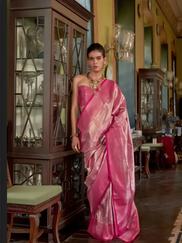 Candy Pink Gold Kanjivaram Saree