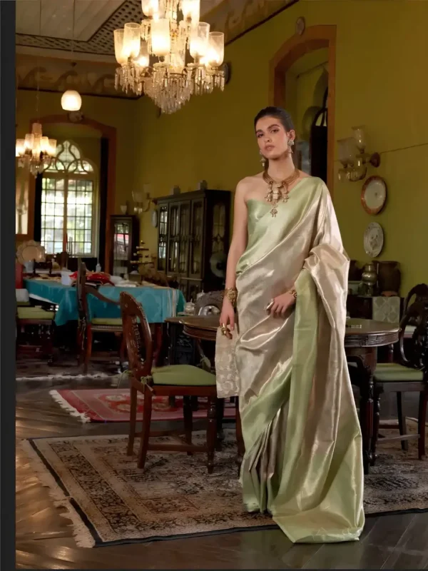 Pistachio Green & Green Gold Kanjivaram Saree