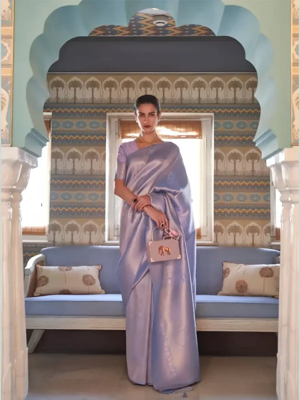 kanjiwaram (4) Silver Lavender Kanjivaram Saree