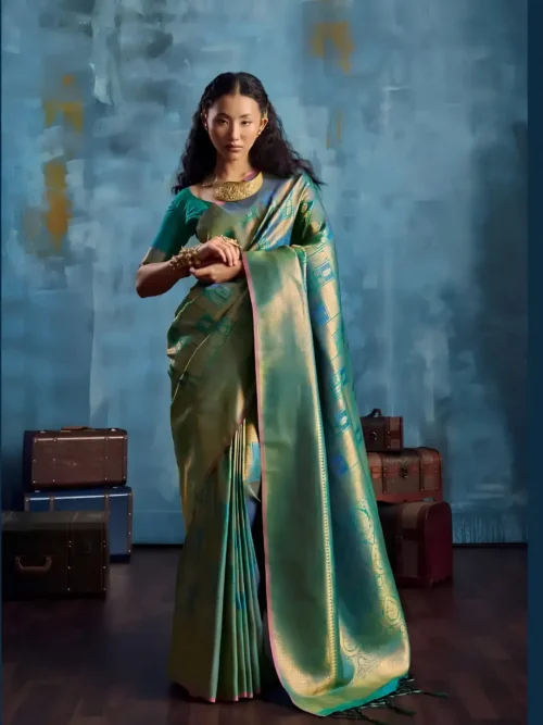 kanjiwaram (6) Green Kanjivaram Saree