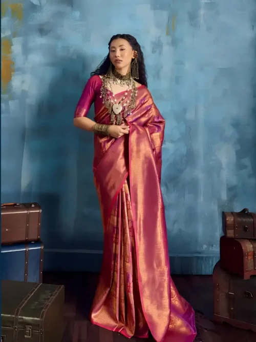 Rose Pink Kanjivaram Saree