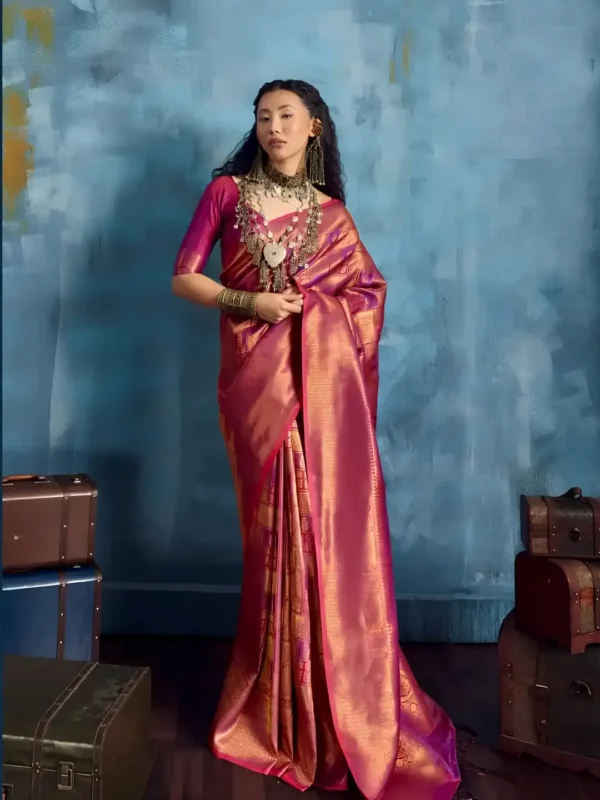 Rose Pink Kanjivaram Saree
