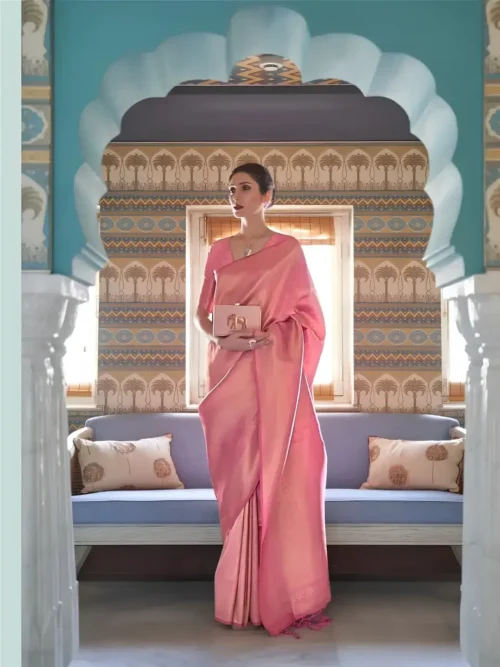 kanjiwaram (8) Pastel Pink Kanjivaram Saree