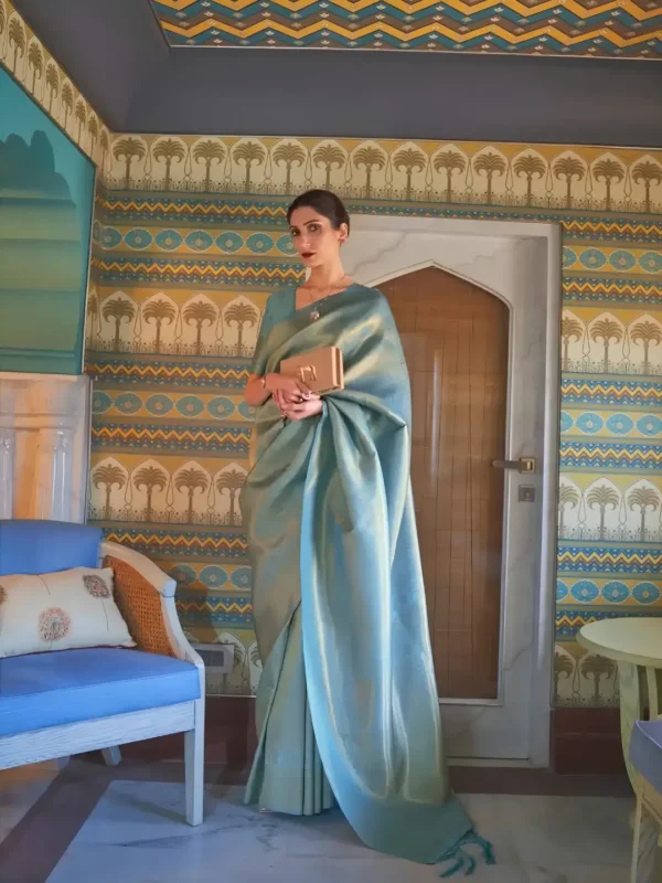 Sky blue Kanjivaram Saree