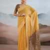 Yellow & Brown Cotton Saree
