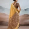 Yellow & Brown Cotton Saree