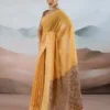 Yellow & Brown Cotton Saree