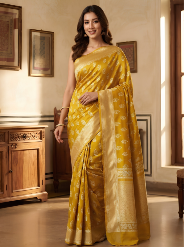 Mustard Dola Silk Saree