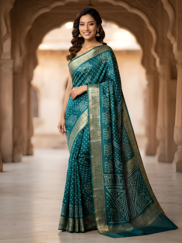 Bottle Green Dola Silk Saree