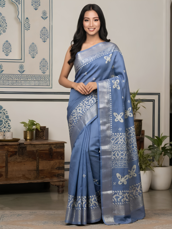 Sky Blue Dola Silk Saree