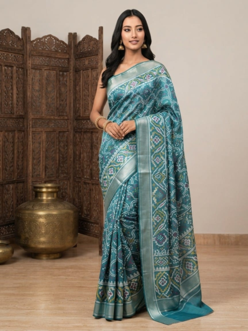 Sea Green Dola Silk Saree