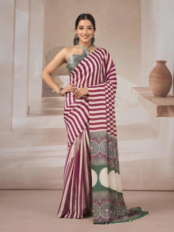 Pink Green Modal Silk