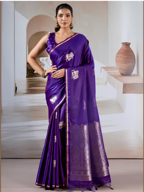 Purple Satin Silk Saree