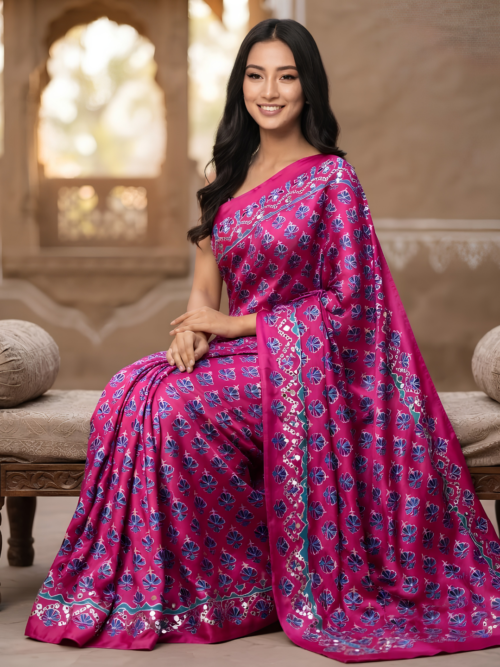 Pink Modal Silk Saree